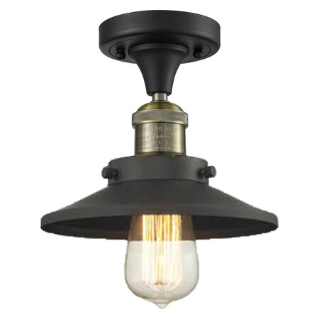 Innovations Lighting Railroad 1-100 Watt 7 " Black Antique Brass Semi-Flush Mount w/ Matte Black Railroad Shades, 533867 517-1CH-BAB-M6